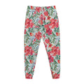 Red Amaryllis Pattern Print Jogger Pants