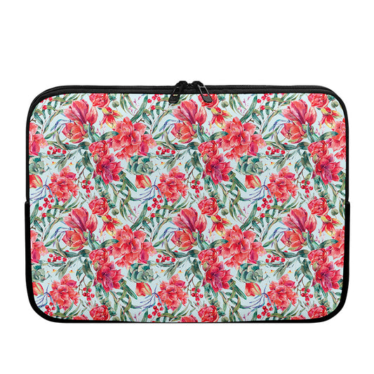 Red Amaryllis Pattern Print Laptop Sleeve