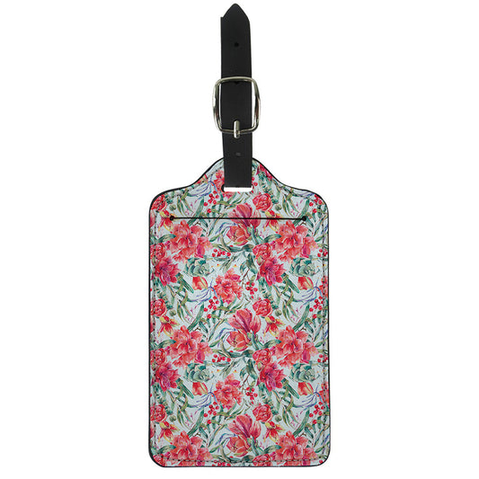 Red Amaryllis Pattern Print Luggage Tag