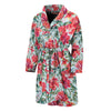 Red Amaryllis Pattern Print Men's Bathrobe