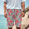 Red Amaryllis Pattern Print Men's Cargo Shorts