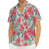 Red Amaryllis Pattern Print Men's Deep V-Neck Shirt