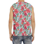 Red Amaryllis Pattern Print Men's Fitness Tank Top