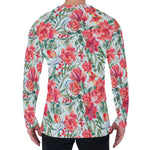 Red Amaryllis Pattern Print Men's Long Sleeve T-Shirt