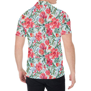 Red Amaryllis Pattern Print Men's Shirt