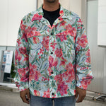 Red Amaryllis Pattern Print Men's Shirt Jacket