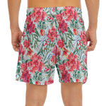 Red Amaryllis Pattern Print Men's Split Running Shorts