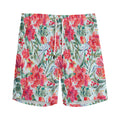 Red Amaryllis Pattern Print Men's Athletic Shorts