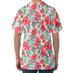 Red Amaryllis Pattern Print Men's Velvet T-Shirt