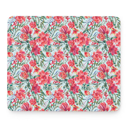 Red Amaryllis Pattern Print Mouse Pad