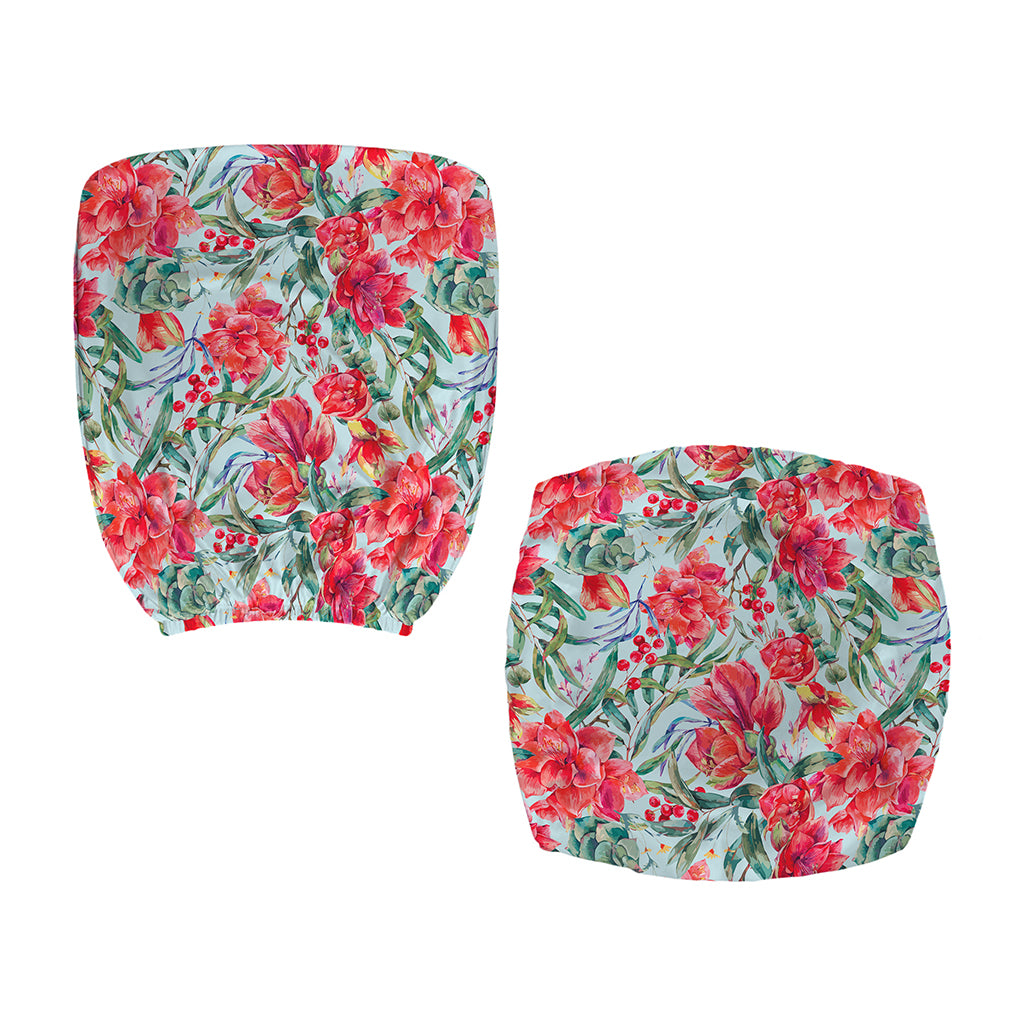 Red Amaryllis Pattern Print Office Chair Cover