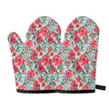 Red Amaryllis Pattern Print Oven Mitts