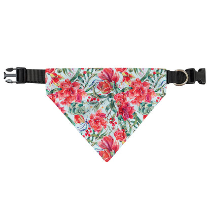 Red Amaryllis Pattern Print Over The Collar Dog Bandana