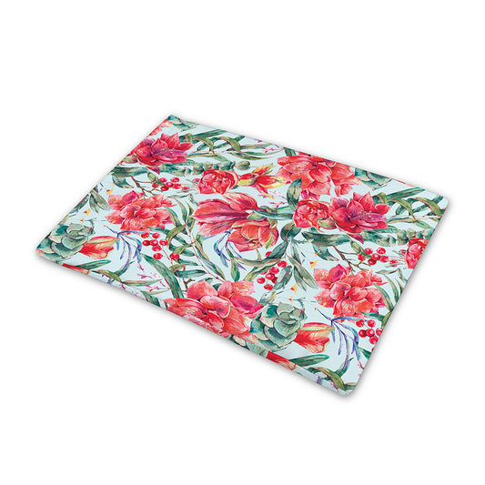 Red Amaryllis Pattern Print Pet Cooling Mat Cover