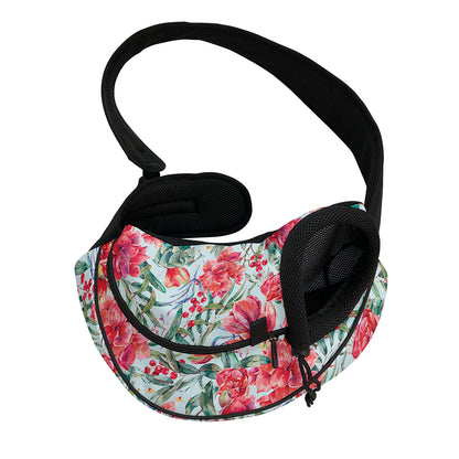 Red Amaryllis Pattern Print Pet Sling Carrier