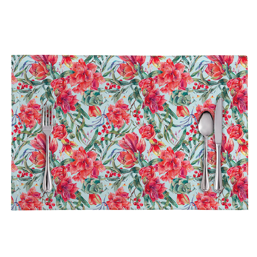 Red Amaryllis Pattern Print Placemat