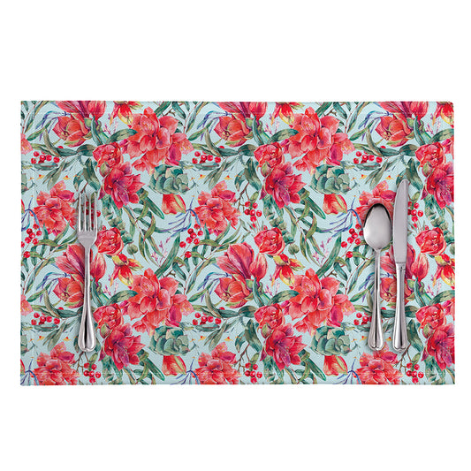 Red Amaryllis Pattern Print Placemat