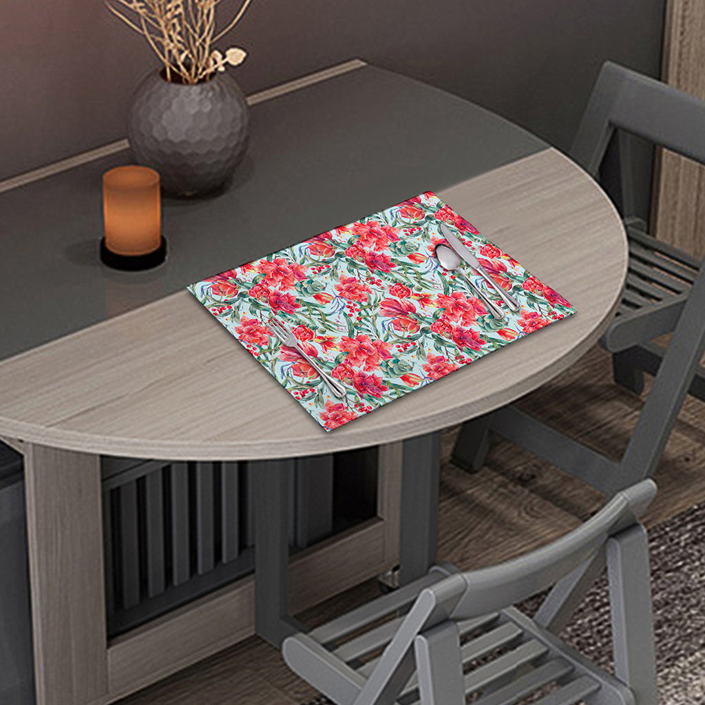Red Amaryllis Pattern Print Placemat