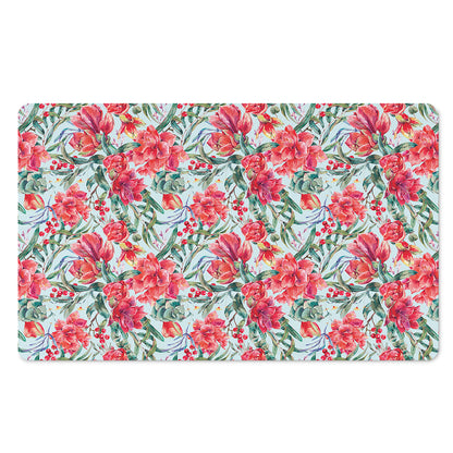 Red Amaryllis Pattern Print Polyester Doormat
