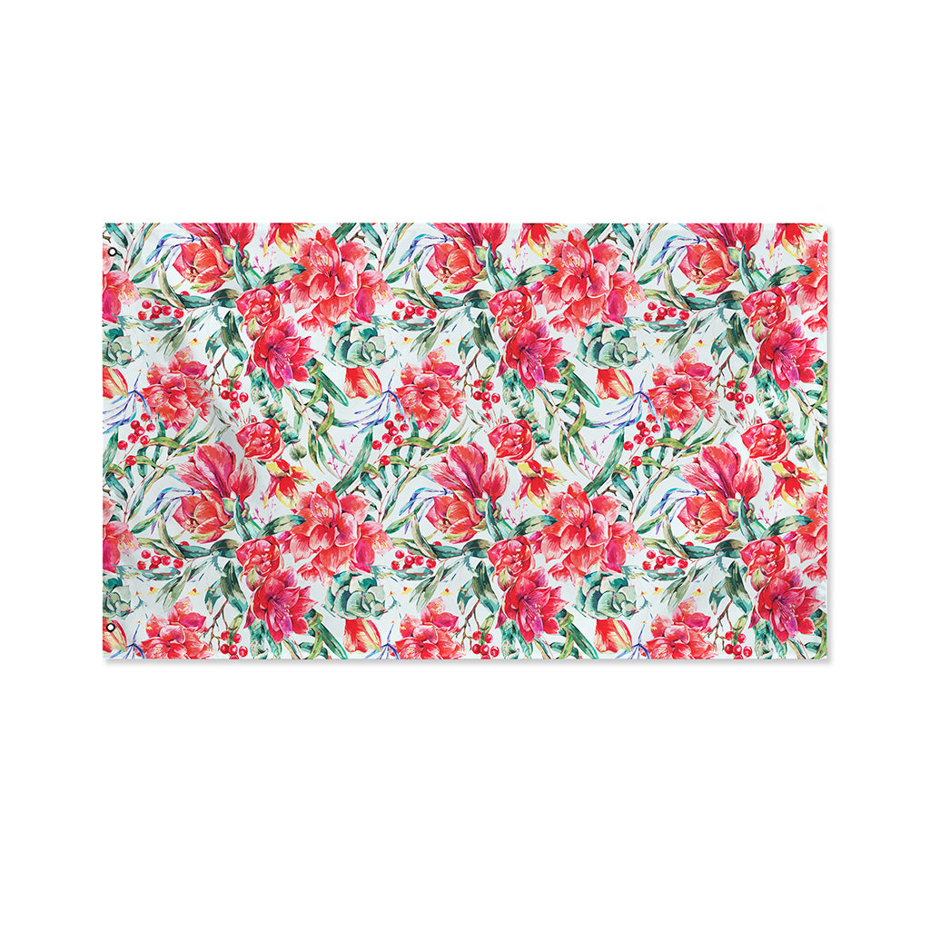 Red Amaryllis Pattern Print Polyester Flag