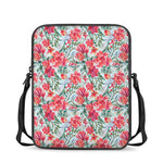 Red Amaryllis Pattern Print Rectangular Crossbody Bag