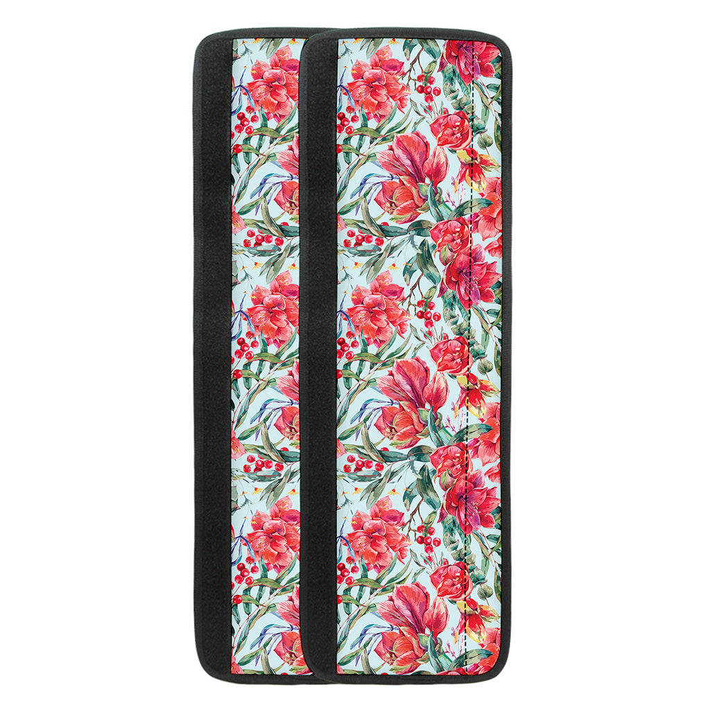 Red Amaryllis Pattern Print Refrigerator Handle Covers