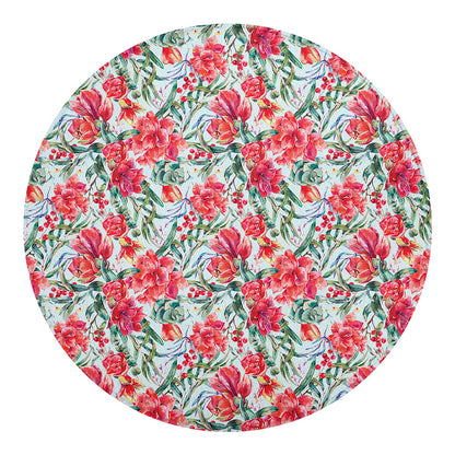 Red Amaryllis Pattern Print Round Blanket