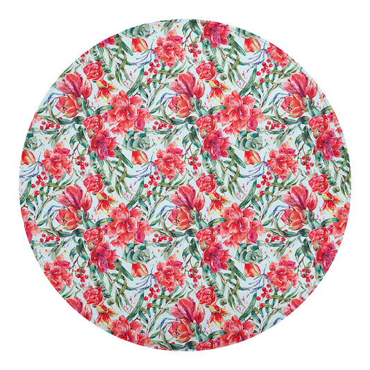 Red Amaryllis Pattern Print Round Blanket