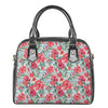 Red Amaryllis Pattern Print Shoulder Handbag