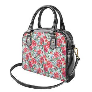 Red Amaryllis Pattern Print Shoulder Handbag