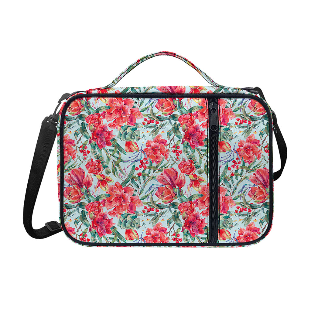 Red Amaryllis Pattern Print Shoulder Strap Bible Bag
