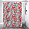 Red Amaryllis Pattern Print Shower Curtain