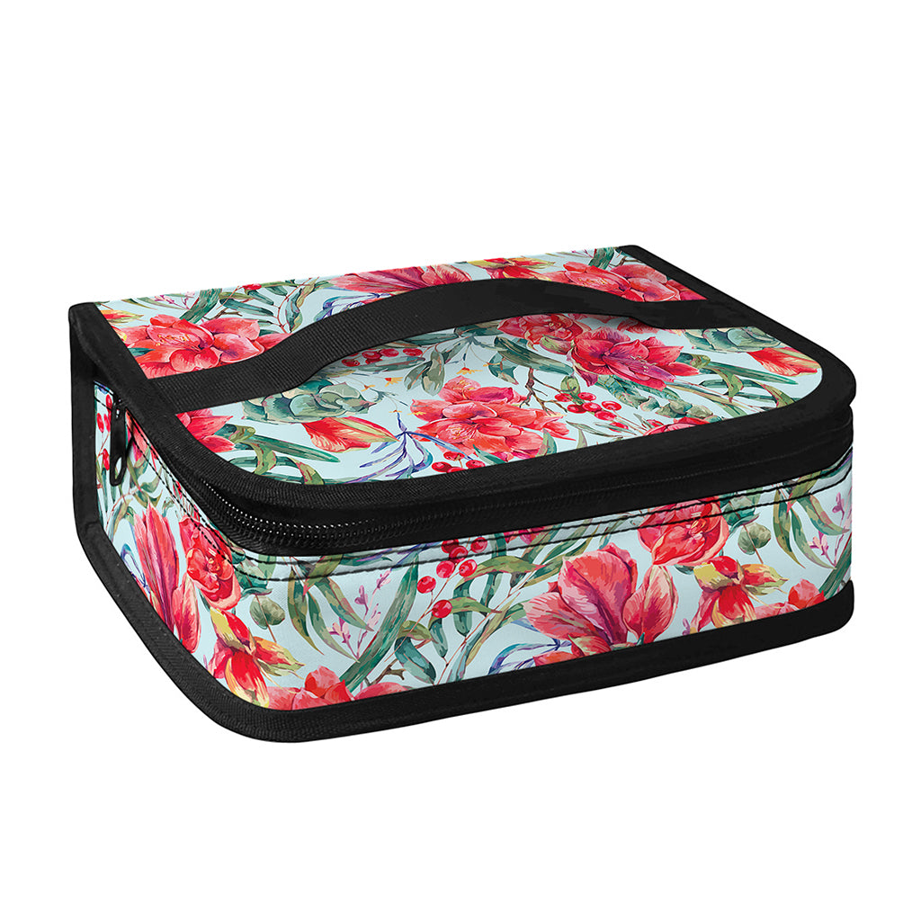 Red Amaryllis Pattern Print Small Lunch Bag