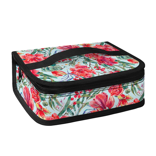 Red Amaryllis Pattern Print Small Lunch Bag