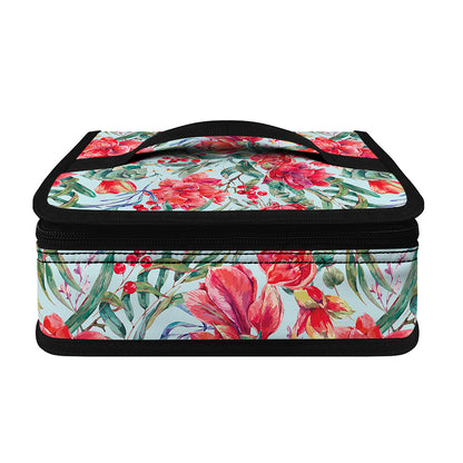 Red Amaryllis Pattern Print Small Lunch Bag
