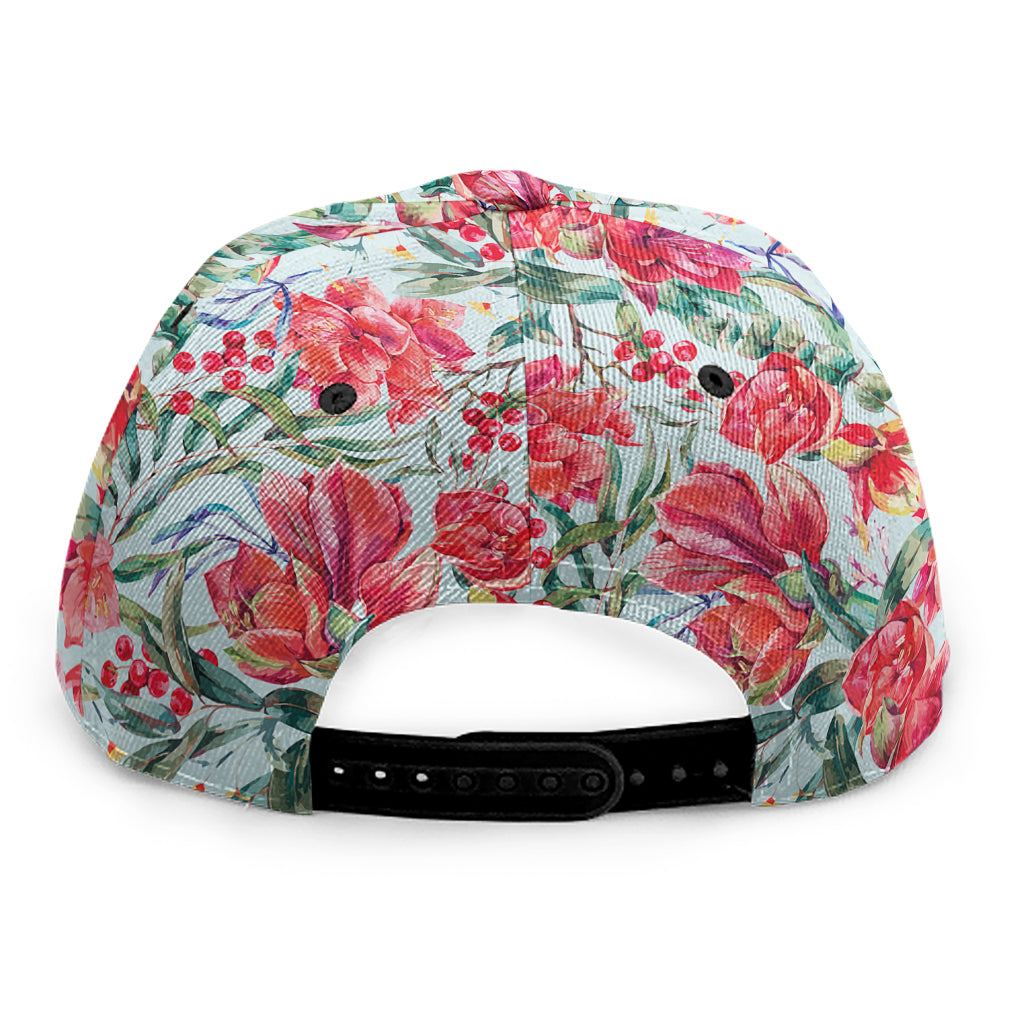 Red Amaryllis Pattern Print Snapback Cap