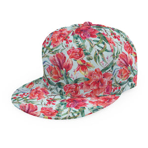 Red Amaryllis Pattern Print Snapback Cap