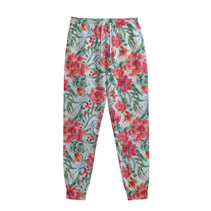 Red Amaryllis Pattern Print Sweatpants