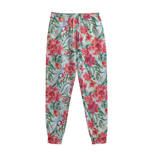 Red Amaryllis Pattern Print Sweatpants