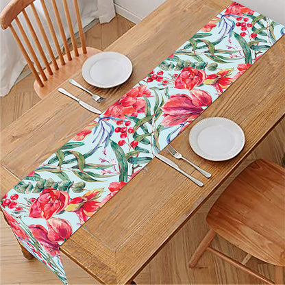Red Amaryllis Pattern Print Table Runner