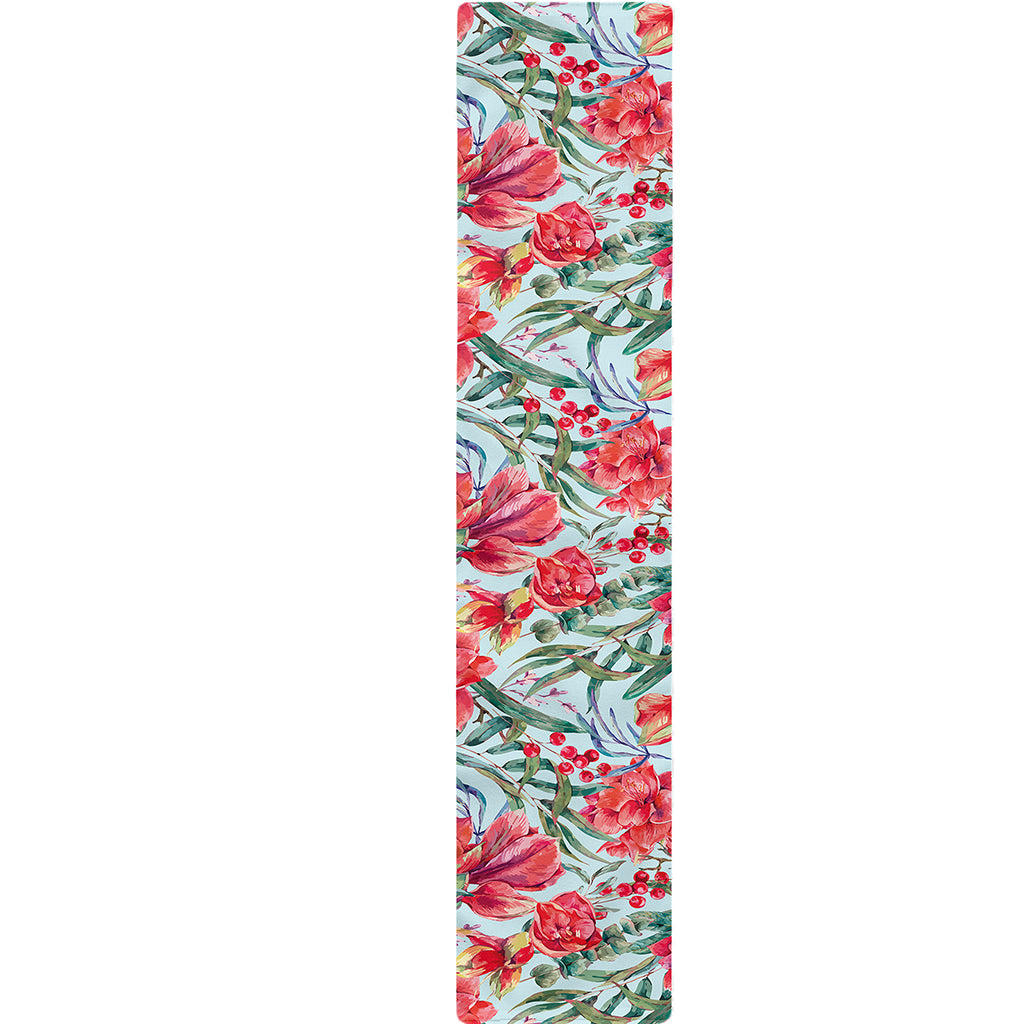 Red Amaryllis Pattern Print Table Runner
