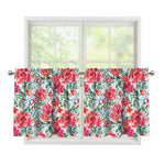 Red Amaryllis Pattern Print Tier Curtains
