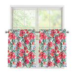 Red Amaryllis Pattern Print Tier Curtains