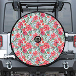Red Amaryllis Pattern Print Tire Cover With Camera Hole