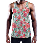 Red Amaryllis Pattern Print Training Tank Top