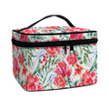 Red Amaryllis Pattern Print Travel Makeup Bag