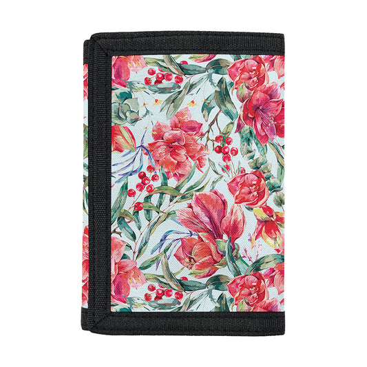 Red Amaryllis Pattern Print Trifold Wallet