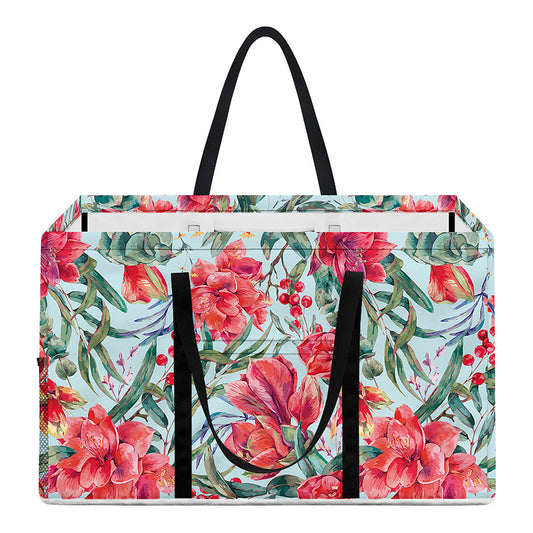 Red Amaryllis Pattern Print Utility Tote Bag
