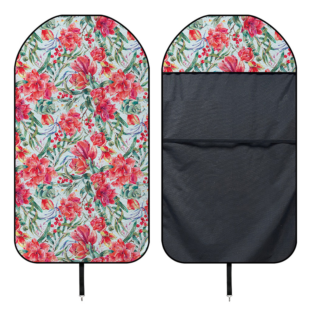 Red Amaryllis Pattern Print Waterproof Car Seat Cover