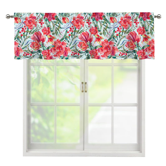 Red Amaryllis Pattern Print Window Valance